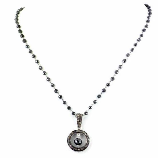 Designer 3 mm Faceted Black Diamond Beads Necklace 16-18 Inches - ZeeDiamonds