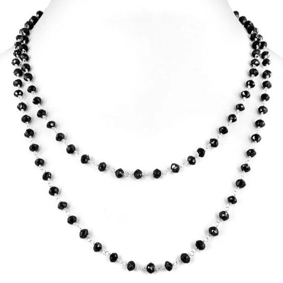 Designer Certified 5 mm Black Diamond Faceted Beads Necklace - ZeeDiamonds