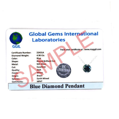 Blue Diamond Hamsa Hand Pendant-AAA Certified. Brings good luck! - ZeeDiamonds