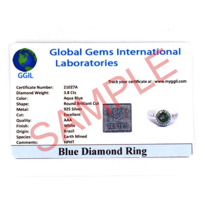 3.30 Ct AAA Certified Blue Diamond Solitaire Ring, Exclusive Collection - ZeeDiamonds