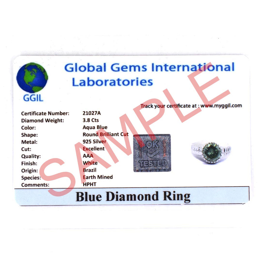 2.70 Ct Certified Blue Diamond Solitaire Women's Ring, Great Design - ZeeDiamonds