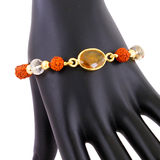 Rudraksha & Yellow Sapphire | Citrine Diamond Cut Bracelet (1 Pc) –  Numeroastro