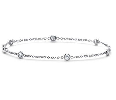 60 Cent Elegant White Diamonds Chain Bracelet in 925 Silver - ZeeDiamonds