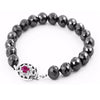 9 mm Black Diamond Beads Bracelet with Ruby Gemstone Silver Clasp - ZeeDiamonds