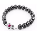 9 mm Black Diamond Beads Bracelet with Ruby Gemstone Silver Clasp - ZeeDiamonds