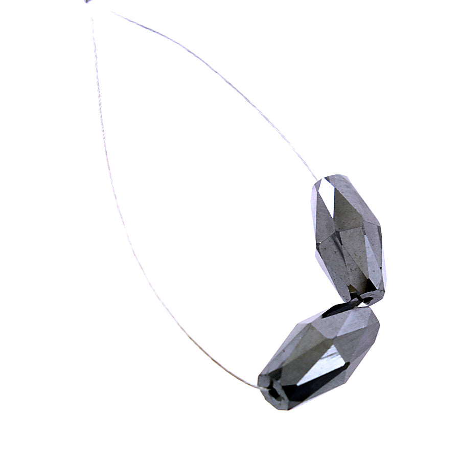 2 Beads Fancy Shape Black Diamond Loose Beads- 12 Cts 100% Certified - ZeeDiamonds