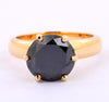 2.50 Cts Round Cut Black Diamond Ring In Yellow Gold Finish - ZeeDiamonds