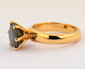 2.50 Cts Round Cut Black Diamond Ring In Yellow Gold Finish - ZeeDiamonds