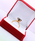 2.50 Cts Round Cut Black Diamond Ring In Yellow Gold Finish - ZeeDiamonds