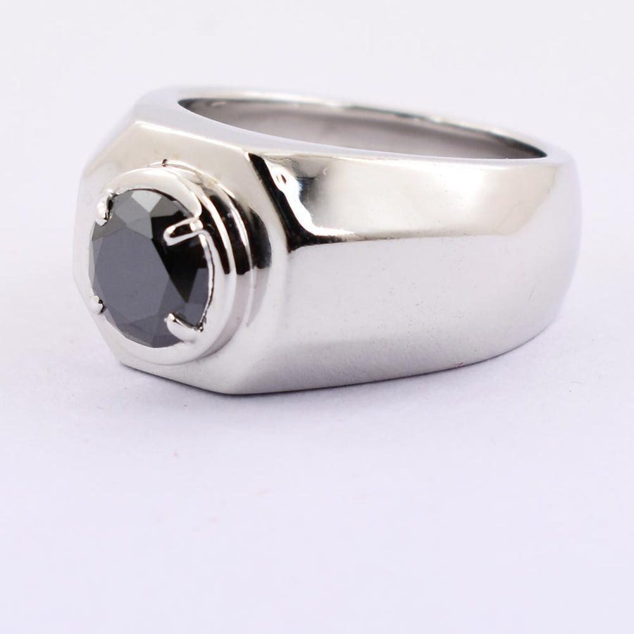 0.90 Ct AAA Certified Black Diamond Men's Ring in Sterling Silver, Latest Design - ZeeDiamonds