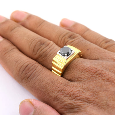 1.50 Ct AAA Certified Black Diamond Men's Ring in Prong Setting, Men's Jewelry - ZeeDiamonds