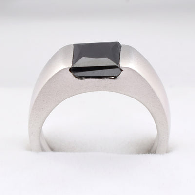 2 Ct Black Diamond Ring in Bezel Setting, 100% Certified- Great Shine & Luster - ZeeDiamonds