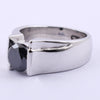 2 Cts 100% Certified Jet Black Diamond Sterling Silver Ring For Men's - ZeeDiamonds
