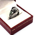 2.5 Ct Round Black Diamond Solitaire Ring with Emerald Accents - ZeeDiamonds