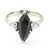 Certified 2.80 Ct Marquise Cut Black Diamond Ring With CZ Accents. Lovely Design & Great Shine