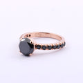 2.65 Ct Black Diamond with Black Diamond Accents Solitaire Ring In Rose Gold - ZeeDiamonds