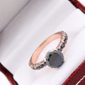 2.65 Ct Black Diamond with Black Diamond Accents Solitaire Ring In Rose Gold - ZeeDiamonds