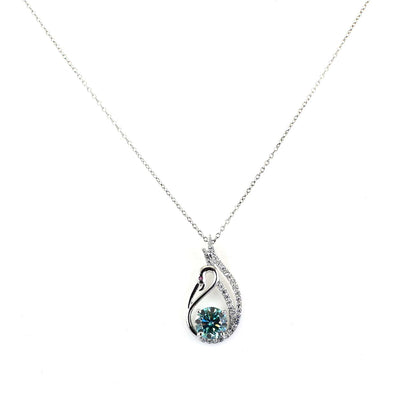 2.15 Ct, Certified Blue Diamond Beautiful Pendant With White Accents, Great Shine & Luster ! - ZeeDiamonds