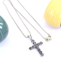 0.50 Ct Each, Certified Black Diamond Cross Pendant In White Gold Finish - ZeeDiamonds