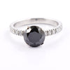 2.35 Ct Jet Black Diamond Solitaire Fancy Ring With White Diamond Accents - ZeeDiamonds