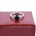 2.35 Ct Jet Black Diamond Solitaire Fancy Ring With White Diamond Accents - ZeeDiamonds