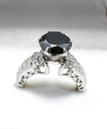 2 Ct Certified Gorgeous Black Diamond Ring With Diamond Accents, Great Sparkle - ZeeDiamonds
