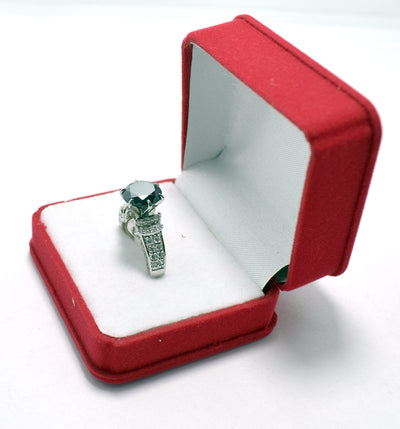 2 Ct Certified Gorgeous Black Diamond Ring With Diamond Accents, Great Sparkle - ZeeDiamonds