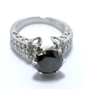 2 Ct Certified Gorgeous Black Diamond Ring With Diamond Accents, Great Sparkle - ZeeDiamonds