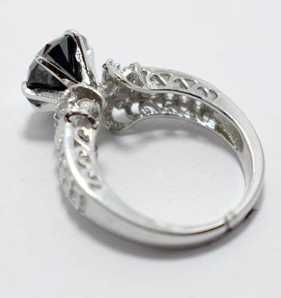 2 Ct Certified Gorgeous Black Diamond Ring With Diamond Accents, Great Sparkle - ZeeDiamonds