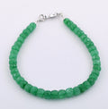 Emerald Gemstone Bracelet in 925 Silver, White Gold Clasp - ZeeDiamonds