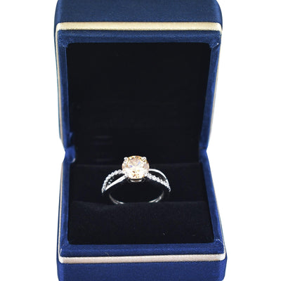 Lovely Champagne Diamond Ring With White Accents, Latest Design & Great Sparkle! Gift For Wife! 2.00 Ct Certified - ZeeDiamonds