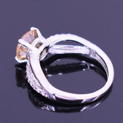 Lovely Champagne Diamond Ring With White Accents, Latest Design & Great Sparkle! Gift For Wife! 2.00 Ct Certified - ZeeDiamonds