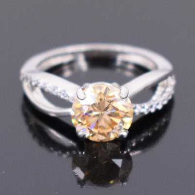 Lovely Champagne Diamond Ring With White Accents, Latest Design & Great Sparkle! Gift For Wife! 2.00 Ct Certified - ZeeDiamonds