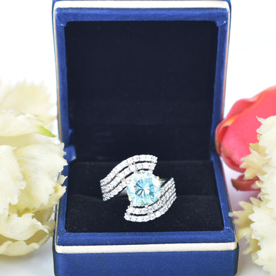 Gorgeous Blue Diamond Solitaire Wedding Ring with Accents. Latest Collection & Great Sparkle! Gift For Wedding/Birthday. 3.00 Ct Certified - ZeeDiamonds