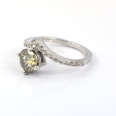 Gorgeous Champagne Diamond Ring With White Accents, Latest Design & Great Sparkle! Gift For Wife! 1.20 Ct Certified - ZeeDiamonds