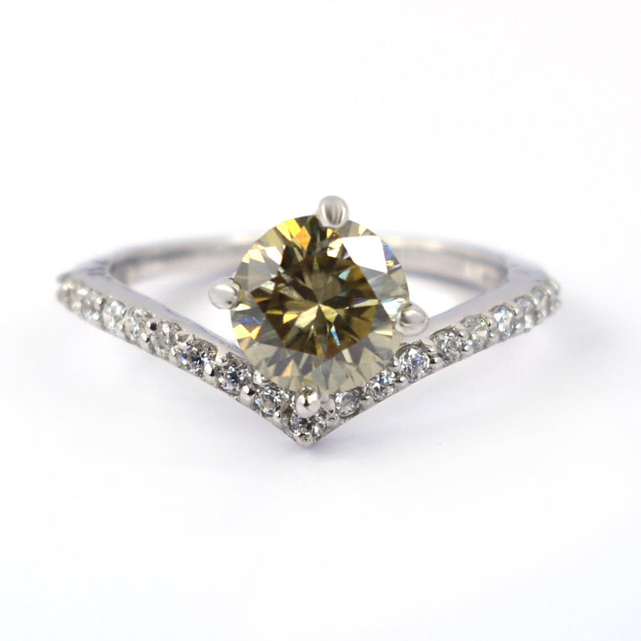Gorgeous Champagne Diamond Ring With White Accents, Latest Design & Great Sparkle! Gift For Wife! 1.20 Ct Certified 