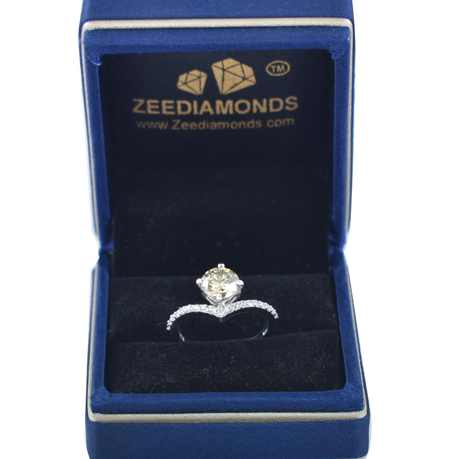 Gorgeous Champagne Diamond Ring With White Accents, Latest Design & Great Sparkle! Gift For Wife! 1.20 Ct Certified - ZeeDiamonds