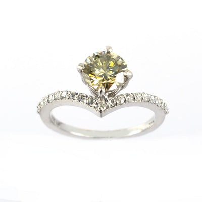 Gorgeous Champagne Diamond Ring With White Accents, Latest Design & Great Sparkle! Gift For Wife! 1.20 Ct Certified - ZeeDiamonds