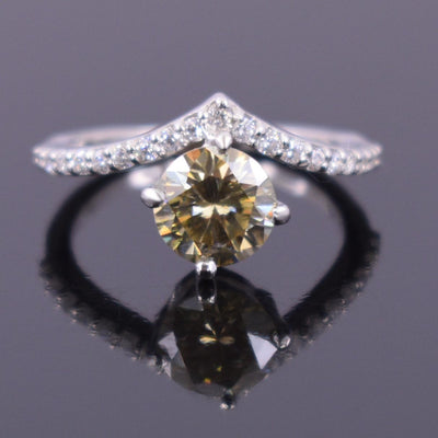 Gorgeous Champagne Diamond Ring With White Accents, Latest Design & Great Sparkle! Gift For Wife! 1.20 Ct Certified - ZeeDiamonds