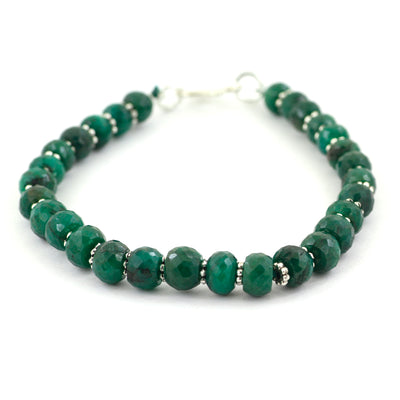 Certified 8 mm Green Emerald Gemstone Beads Bracelet - ZeeDiamonds
