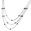 Three Row Black Diamond Chain Necklace in Sterling Silver - ZeeDiamonds