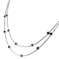 Two Row Black Diamond Chain Necklace in Sterling Silver - ZeeDiamonds