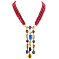 3 - 4 mm Three Row Multi Colors Gemstone Beads Wedding Necklace For Women's - ZeeDiamonds