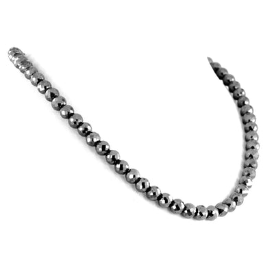 8 mm Round Faceted Black Diamond Beads Necklace - ZeeDiamonds