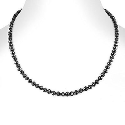 4 mm Certified Black Diamond Necklace, Great Shine & Luster - ZeeDiamonds