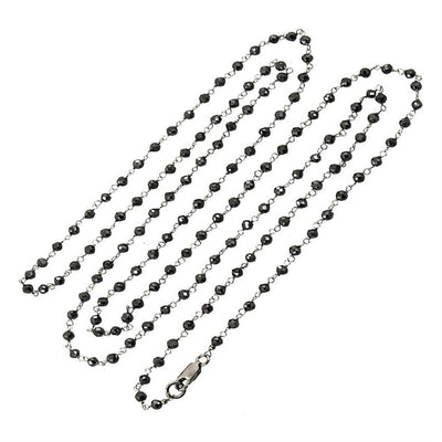 AAA Quality 2.5 mm Black Diamond Long Chain Necklace, Free Studs - ZeeDiamonds