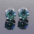 4 Ct Blue Diamond Solitaire Studs in 4 Prong Setting With 925 Silver, Great Brilliance ! - ZeeDiamonds