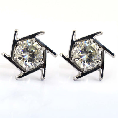 3 Ct Designer Off White Diamond Stud Earrings in 925 Silver with White Finish! Elegant Look & Shine! Certified Diamonds, Gift For Birthday/Anniversary - ZeeDiamonds