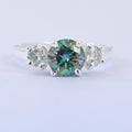 2.00 Ct Blue Diamond Ring In Round Brilliant Cut With White Accents, AAA Quality, Great Shine & Luster ! - ZeeDiamonds