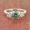 2.00 Ct Blue Diamond Ring In Round Brilliant Cut With White Accents, AAA Quality, Great Shine & Luster ! - ZeeDiamonds